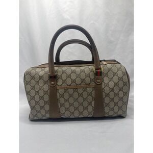 Vintage Gucci Accessory Collection GG Supreme Web Monogram Boston Bag COA